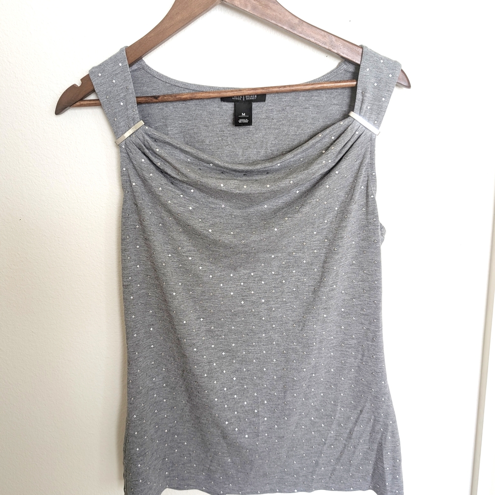 White House Black Market Gray Tank Top with Sparkle